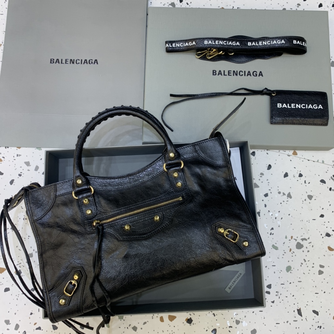 Balenciaga Classic City Medium Handbag Shoulder Bag Black/Gold